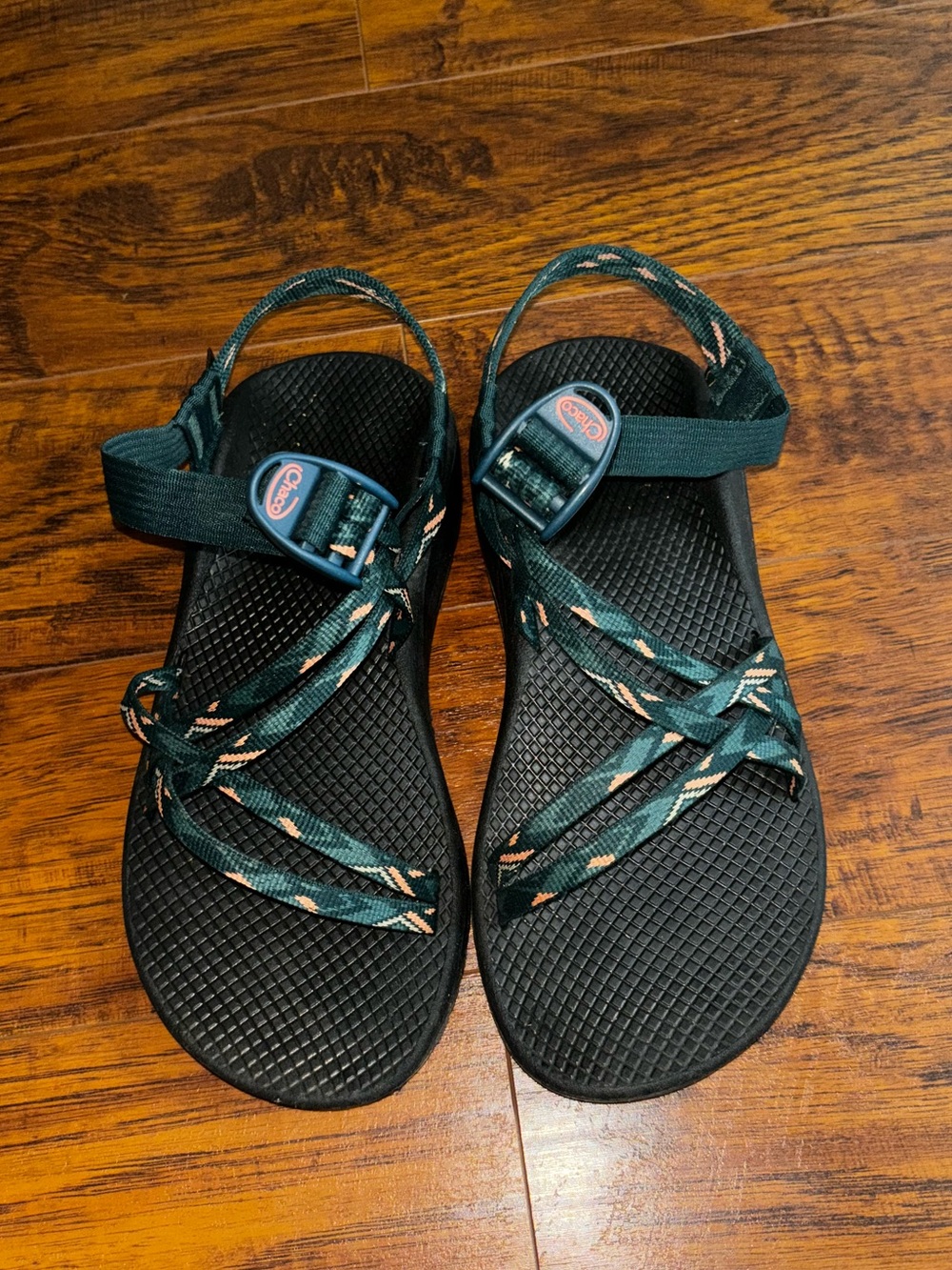 Chaco ZX/1 Cloud Strappy Sandals Warren Pine Teal Blue Green Coral Women’s 8